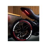 Performance Stickers Motorsiklet Diablo Lastik Yazısı Stickeri +Şerit 15-19 Inç Arası Uyumlu Lastik Stiker Kırmızı Beyaz