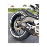 Performance Stickers Motorsiklet Michelin + Kuyruk Lastik Yazısı Lastik Stiker 15-21İnç Arası Uyumlu 8Adet Lastik Sticker