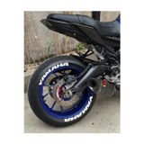 Performance Stickers Motosiklet Yamaha Lastik Sticker Set 15-19İnç Uyumlu Lastik Yazısı Dekor Lastik Stiker 8Adet