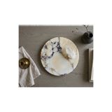 Pergamon Marble & Design Gerçek Mermer Dekoratif Tepsi 25 cm – Cilalı Doğal Taş Sunumluk | Beyaz, Gri, Afyon Menekşe