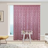 Perhal Damaks Osmanlı Desen Pembe-Gül Kurusu Örme Kırışmayan Pilesiz Tül Perde - Gülkurusu - 200 x 200 cm
