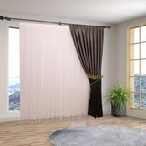 Perhal Etek Işlemeli Grek Gri Renk 1-3 Sık Pileli Tül Perde - 100 x 260 cm
