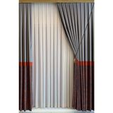 Perhal Ince Çizgili Spor 1-3 Sık Pileli Etekleri Kurşunlu Beyaz 400x250 cm Tül Perde