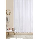 Perhal Perde Taç Keten 1/2 Seyrek Pile Tül Perde - 375 x 190 cm - Kırık Beyaz