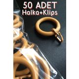 Perhal Perde Ve Halı 50 Adet Ahşap Çeviz Rustik Perde Halka Ve Klipsi, Rustik Halka Ve Kancası
