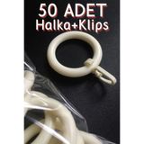 Perhal Perde Ve Halı 50 Adet Beyaz Ekru Rustik Perde Halka Ve Klipsi, Rustik Halka Ve Kancası