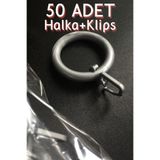 Perhal Perde Ve Halı 50 Adet Gri Rustik Perde Halka Ve Klipsi, Rustik Halka Ve Kancası