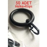 Perhal Perde Ve Halı 50 Adet Siyah Rustik Perde Halka Ve Klipsi, Rustik Halka Ve Kancası