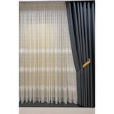 Perhal Pilesiz Paris Desen Brode Tül Perde, Beyaz Brode Ütü Istemeyen Tül Perde - Kırık Beyaz - 200 x 250 cm