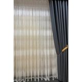 Perhal Pilesiz Viyana Desen Brode Tül Perde, Beyaz Brode Ütü Istemeyen Tül Perde - Kırık Beyaz - 200 x 250 cm