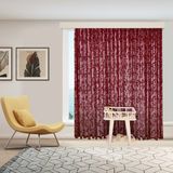 Perhal Şal Desen Bordo Örme Kırışmayan Pilesiz Tül Perde - 550 x 260 cm