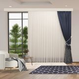 Perhal Yeni Model Desensiz Kırışmayan Etekleri Kurşunlu 1-2,5 Pile Son Moda Tül Perde - 100 x 200 cm - Kırık Beyaz