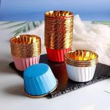 Peri Store 25LI Muffin Kalıbı - Kalıpları, Su Geçirmez ve Yağ Geçirmez Pişirme Kağıtları, Ev Veya Parti Için Alüminyum Folyo Pişirme Kek Kapları - Mavi-Altın