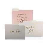 Peri Store Graphique "make Things Happen" Dosya Klasör Seti – Dosya Seti 9 Klasör ve 3 Benzersiz Go-Getter Tasarımı Içerir, Dayanıklı Üç Noktalı Kaplamalı Karton Üzerine Altın Folyo Süslü, 29,8 cm x 24,1 cm