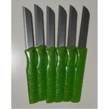 Peri Store Meyve Sebze Bıçağı 6 Adet Simli Desen (Tırtıklı) - Açık Yeşil
