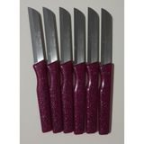 Peri Store Meyve Sebze Bıçağı 6 Adet Simli Desen (Tırtıklı) - Mürdüm
