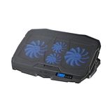 Peri Store Tornado 4x Turbo LED Fan - Ayarlabilir Fan Hızı & 6 Farklı Stand Yükseklik Kademesi - 2 USB Portlu - Metal Mesh Zemin - LCD Ekranlı Notebook Soğutucu - Siyah (9"-17" Boyut Destekli)