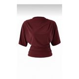 peri tower Kadın Bordo Fitted/Vücuda Oturan Yarasa Kol Esnek Örme Bluz 0067