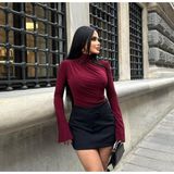 peri tower Kadın Ispanyol Kol Büzgülü Bluz - 12R-Bordo