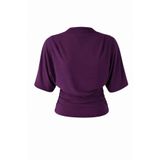peri tower Kadın Mürdüm Fitted/Vücuda Oturan Yarasa Kol Esnek Örme Bluz 0067