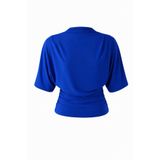 peri tower Kadın Saks Fitted/Vücuda Oturan Yarasa Kol Esnek Örme Bluz 0067