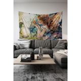 Peri ve Kelebek Desenli Duvar Halısı Duvar Örtüsü Tapestry Süetimsi Dokulu%100 Polyester Kumaş