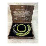 Peridot Taşı Tesbih & Bileklik Seti Özel Tasarım Ahşap Kutusunda-Yeşil