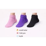 Perili Yün Bot Çorabı 3lü - 36 - 41 - Çok Renkli
