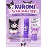 PeriMila Sanrio Kuromi Karakterli Kalemtıraş ve Ruj Silgi Seti - 2 Parça Sevimli Kırtasiye Seti