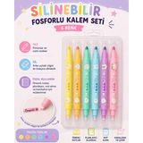 PeriMila Sevimli Figürlü Silinebilir Pastel Fosforlu Kalem Seti 6 Renk Sihirli Işaretleme Kalemi