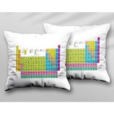 Periodic Table Periyodik Tablo Element Kimya Iki Adet Baskılı Yıkanabilir Yastık Kırlent Kılıfı - Krem - 43x43