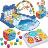 PeriYedi Piyanolu Bebek Oyun Halısı Aynalı Müzikli Işıklı + 3d Hayvanlar Bultak + Kare Bultak Eğitici Set