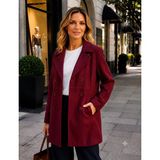 Perla Blanca Bordo Kruvaze Geniş Kesim Oversize Düğme Kapamalı Premium Kaşe Kaban - 46