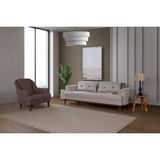 Perla Sofa Madrid Koltuk Takımı Keten Açık Kahve Kazayağı - Koyu Kahve