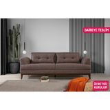 Perla Sofa Madrid Üçlü Yataklı Kanepe Keten Kahve