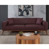 Perla Sofa Seneca Yataklı Kanepe Keten Bordo Kazayağı