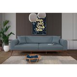 Perla Sofa Seneca Yataklı Kanepe Keten Koyu Mavi Kazayağı