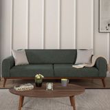 Perla Sofa Seneca Yataklı Kanepe Keten Yeşil