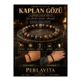 Perlavita Erkek Bileklik Kaplan Gözü Doğaltaş 8 mm Şık Günlük Kombin Aksesuarı