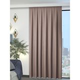 Perle 1/2 Pileli Keten Dokulu Bej Modern Fon Perde – Ütü Gerektirmez - 80 x 250 cm