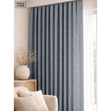 Perle 1/2 Pileli Keten Dokulu Fon Perde, 120x270 Cm, Koyu İndigo, Ütü Gerektirmez, 120G x 270U cm (1 Panel)