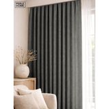 Perle 1/2 Pileli Keten Dokulu Fon Perde, 140x270 Cm, Koyu Gri, Ütü Gerektirmez, 140G x 270U cm (1 Panel)