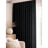 Perle 1/2 Pileli Keten Dokulu Fon Perde, 80x270 Cm, Siyah, Ütü Gerektirmez, 80G x 270U cm (1 Panel)