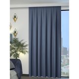 Perle 1/2 Pileli Keten Dokulu Indigo Modern Fon Perde – Ütü Gerektirmez - 60 x 250 cm