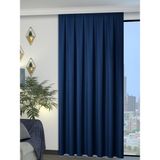 Perle 1/2 Pileli Keten Dokulu Lacivert Modern Fon Perde – Ütü Gerektirmez - 100 x 260 cm