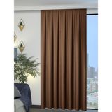 Perle 1/2 Pileli Keten Dokulu Sütlü Kahverengi Modern Fon Perde – Ütü Gerektirmez - 60 x 260 cm