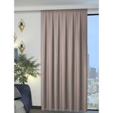 Perle 1/2 Pileli Keten Dokulu Taş Rengi Modern Fon Perde – Ütü Gerektirmez - 100 x 260 cm