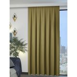 Perle 1/2 Pileli Keten Dokulu Yağ Yeşili Modern Fon Perde – Ütü Gerektirmez - 100 x 250 cm