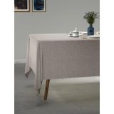 PERLE Açık Gri Keten Dokulu Masa Örtüsü, 160x160 Cm, Polyester, 160 x 160 cm (Kare)