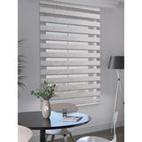 Perle Açık Gri Renk Bambu Stor Zebra Perde Yüksek Kalite Alüminyum Kasa - 140 x 200 cm